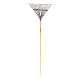 24 Tine Steel Leaf Rake Wood Long Handle